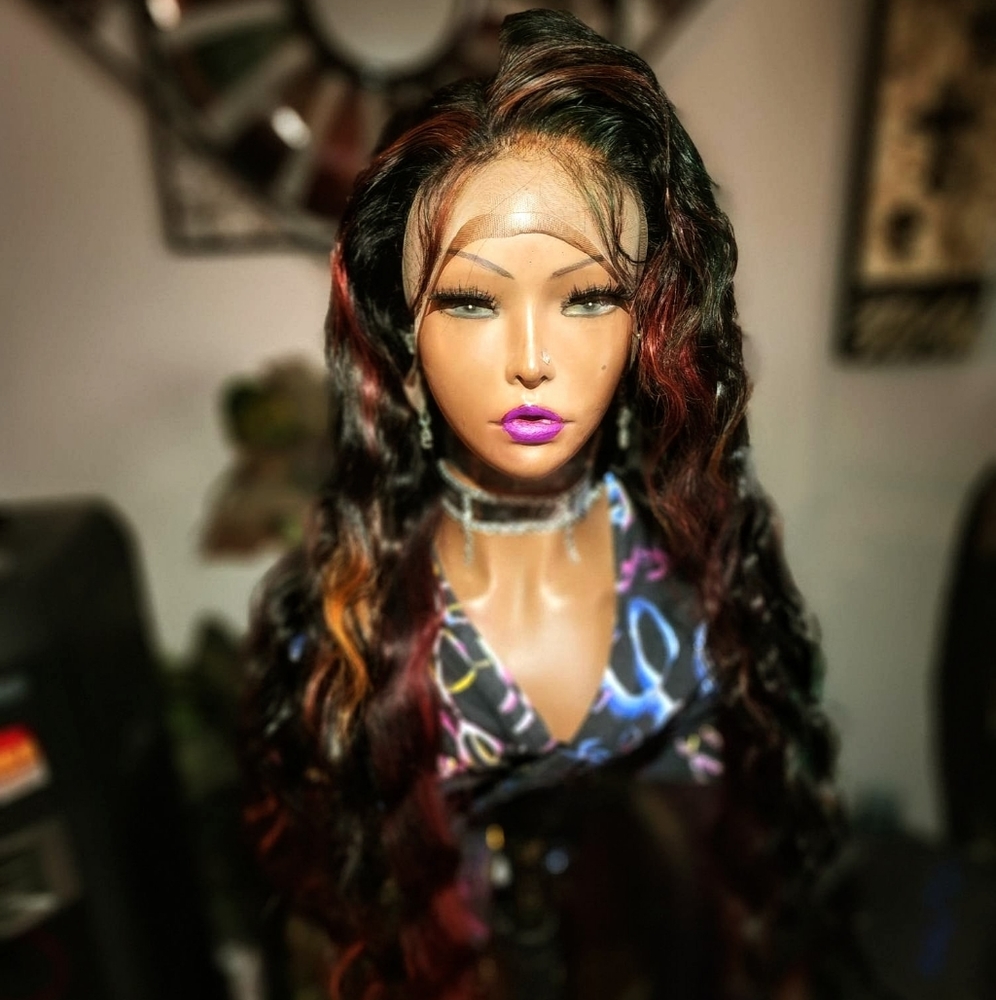 28im Burning rainbow human hair wig